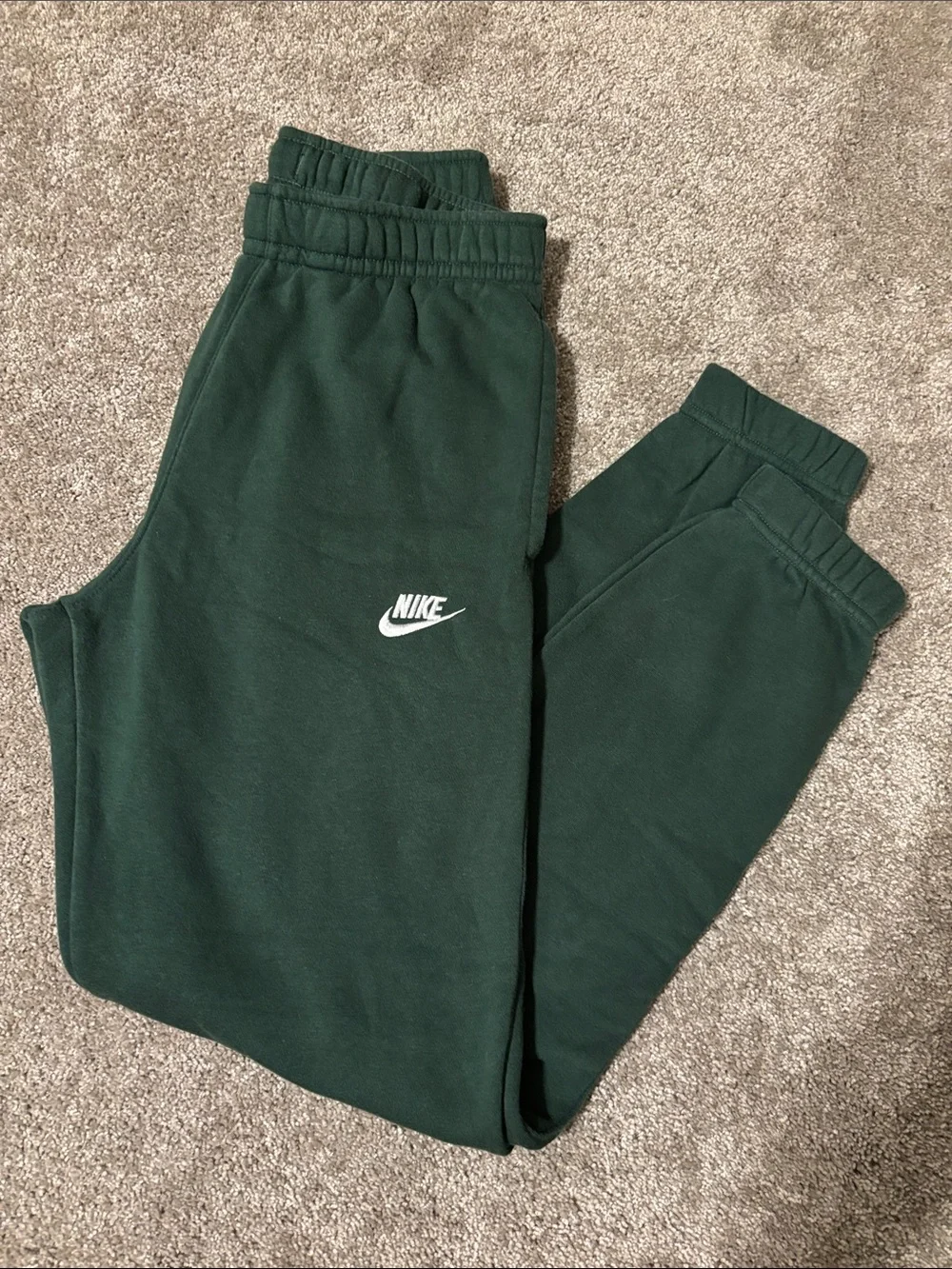 Nike Sportswear Club Fleece Forest Green Joggers with White Logo